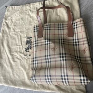 Burberry Tan and Brown Plaid Men’s Tote